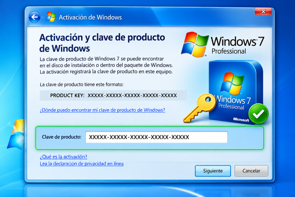 Activación y clave de producto de Windows